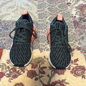 Adidas Black and Coral Sneakers